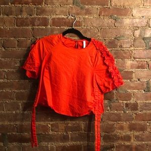 Zara red poplin top